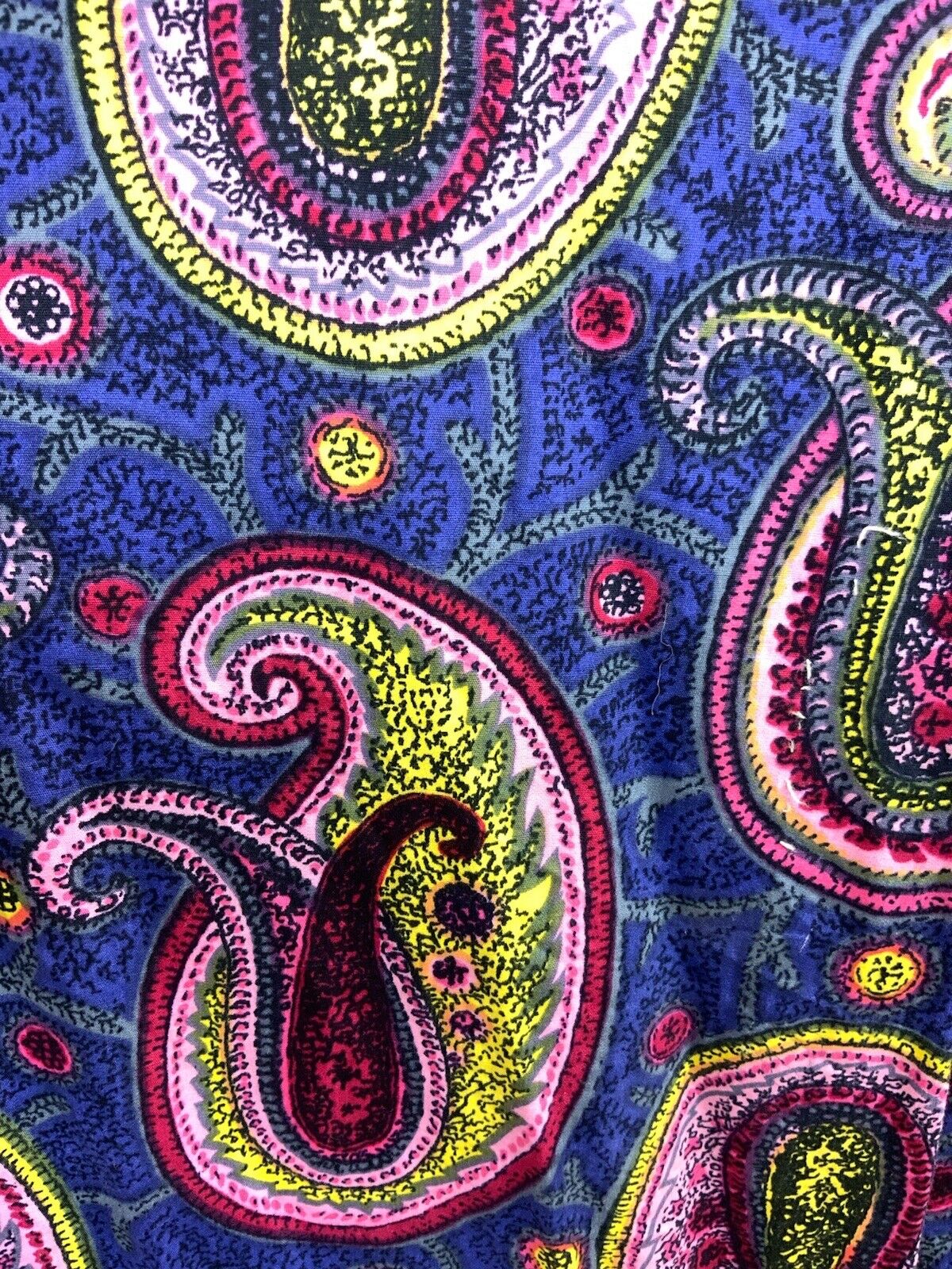 VTG 60s 70s BLUE PINK YELLOW PSYCHEDELIC PAISLEY MOD SHIFT  A-LINE DRESS 10 12