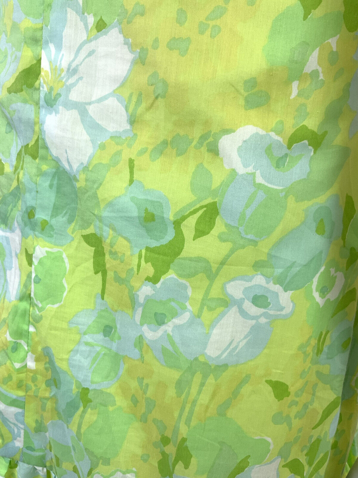 VTG 60s 70s GREEN BLUE YELLOW PSYCHEDELIC FLORAL SPOON COLLAR MOD DRESS 14 16