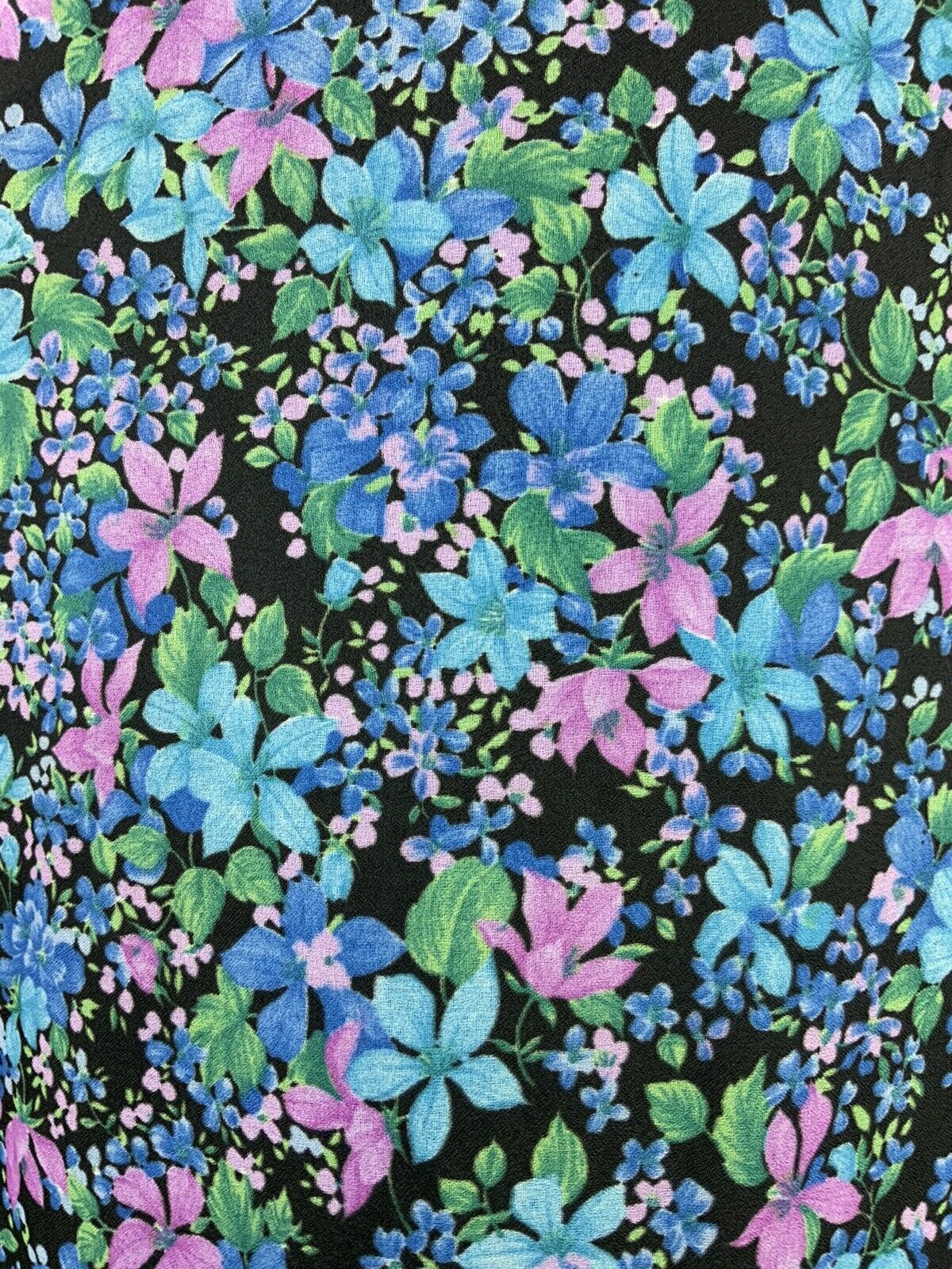 VINTAGE 60s 70s BLUE PINK BLACK GREEN DITSY FLORAL SHEER MAXI DRESS 6