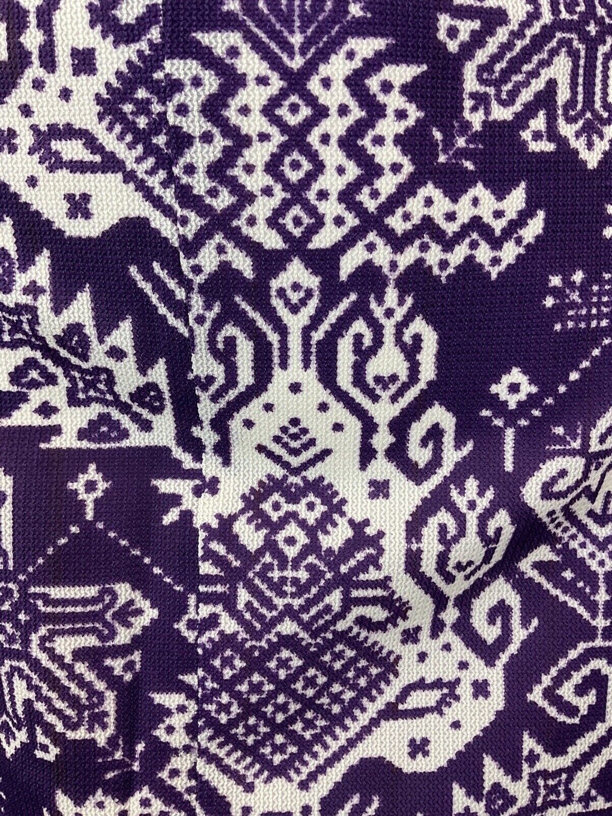 VINTAGE 60s 70s VIOLET PURPLE WHITE AZTEC GEOMETRIC MOD SHORT DRESS 10 12