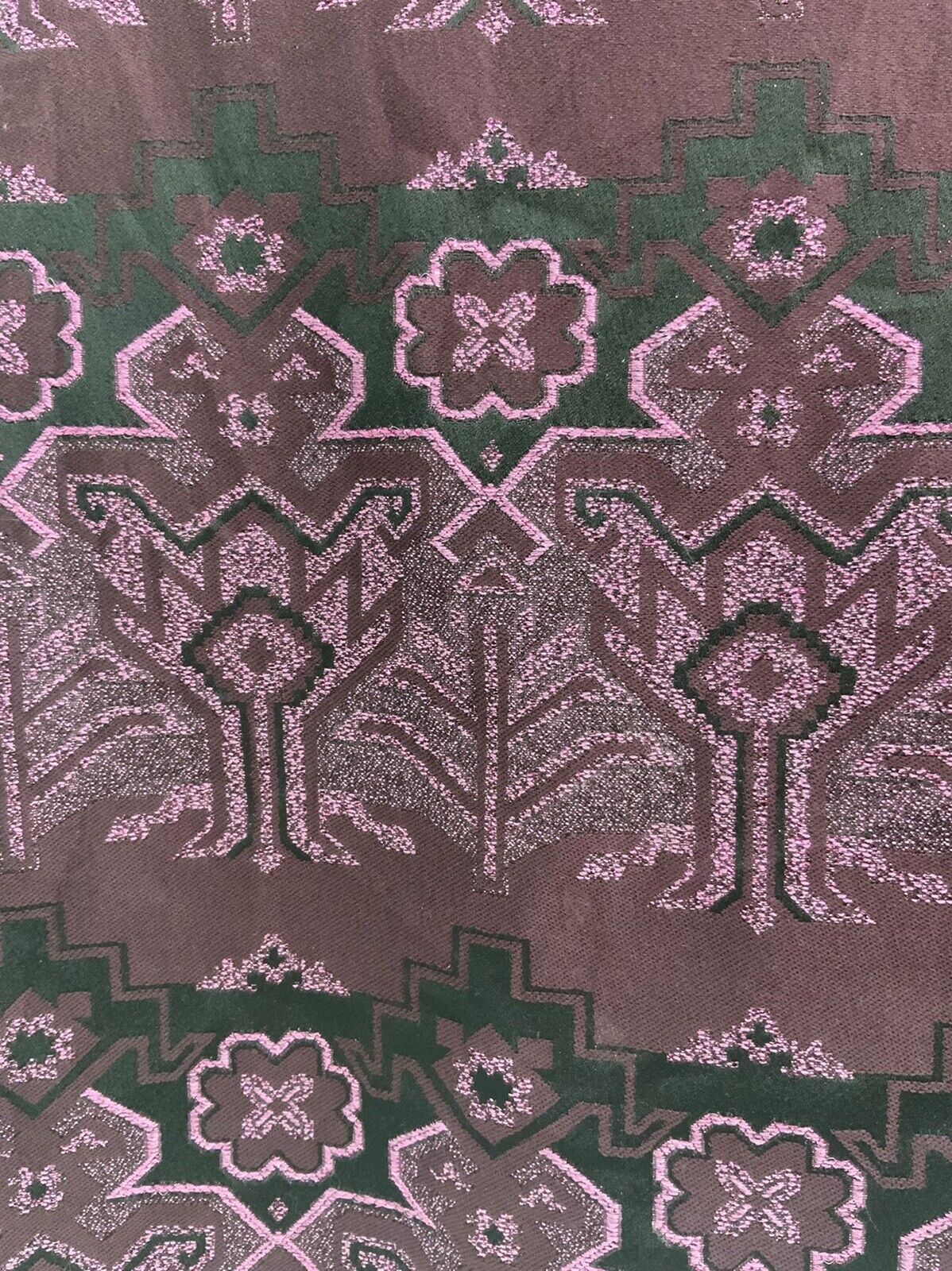 VINTAGE 60s 70s PURPLE PINK BLACK AZTEC GEOMETRIC FLORAL VELVET MAXI DRESS 10 12