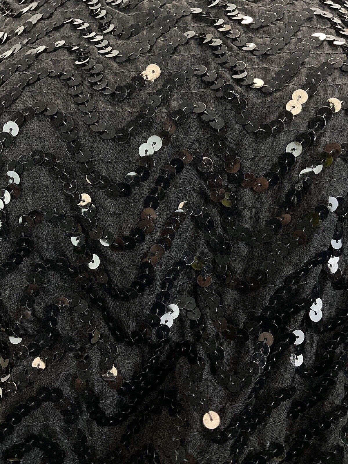 VINTAGE 70s BLACK WAVY SEQUIN BLOUSON SPAGHETTI STRAP STUDIO 54 DISCO TOP 8