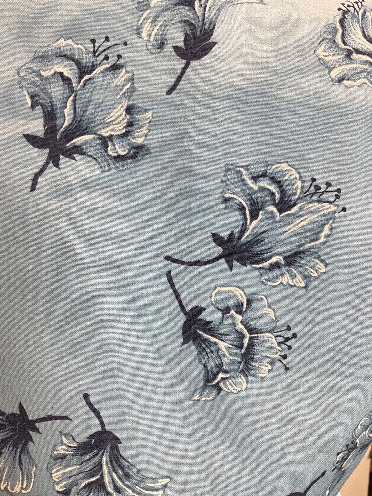 VINTAGE 70s DOES 40S BLUE NAVY FLORAL BELTED MOD BLOUSE TOP 10