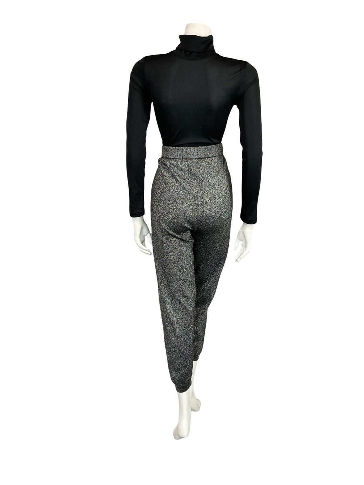 VTG 70S YESSICA DISCO SILVER SPARKLY STUDIO 54 3/4 STRETCHY PANTS TROUSERS 16