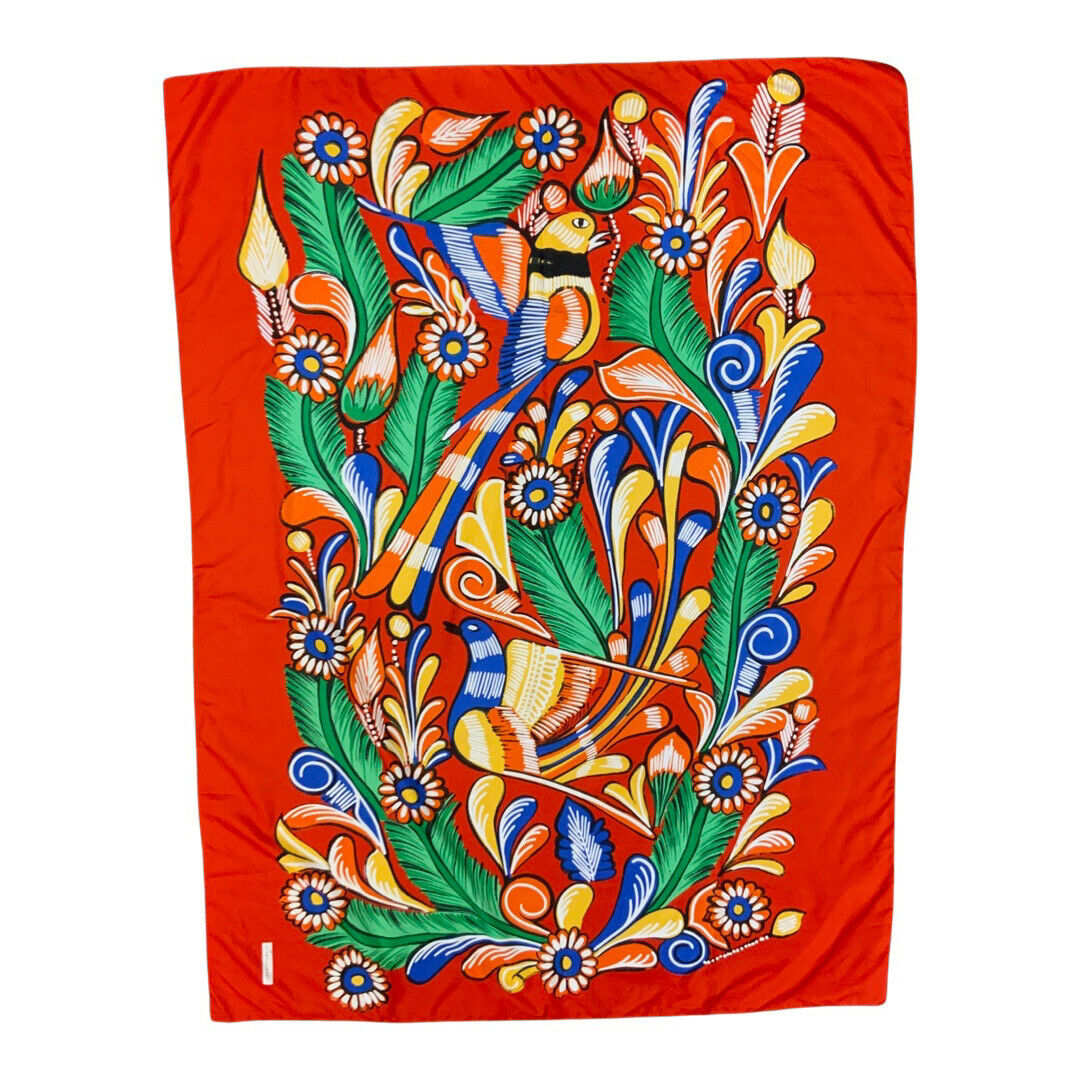 VINTAGE 60s 70s LARGE RED, FLOWER POWER, PSYCHEDLIC, MOD LEONARDI SCARF