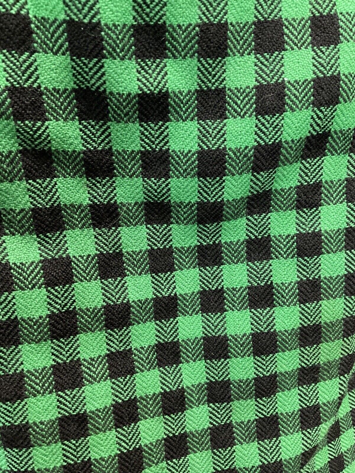 VINTAGE 60s 70s GREEN BLACK GINGHAM CHECKED MOD FITTED DRESS 8 10