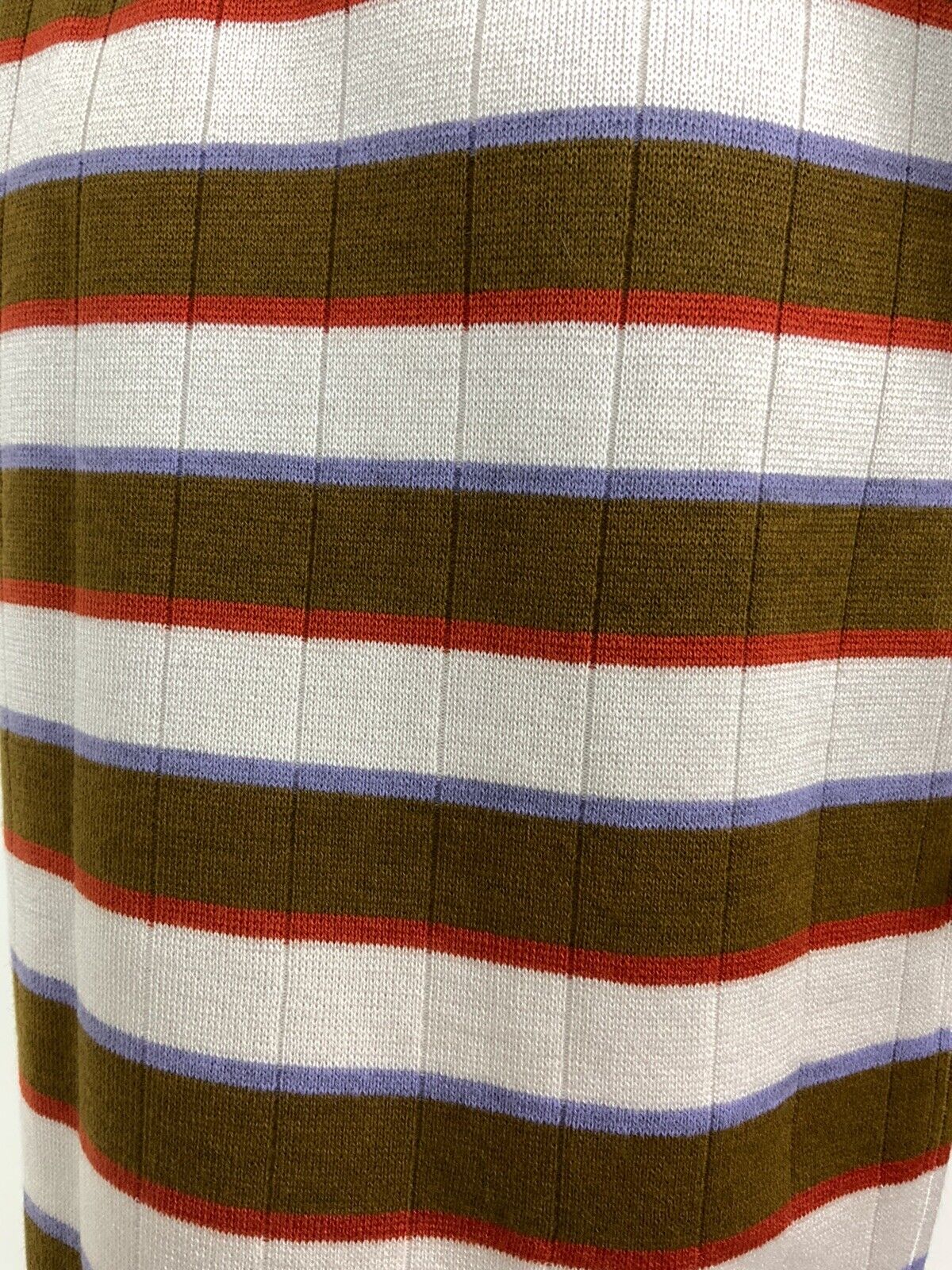 VINTAGE 60s 70s MOD SILVER BROWN PURPLE RED STRIPED BELTED DRESS 14 16