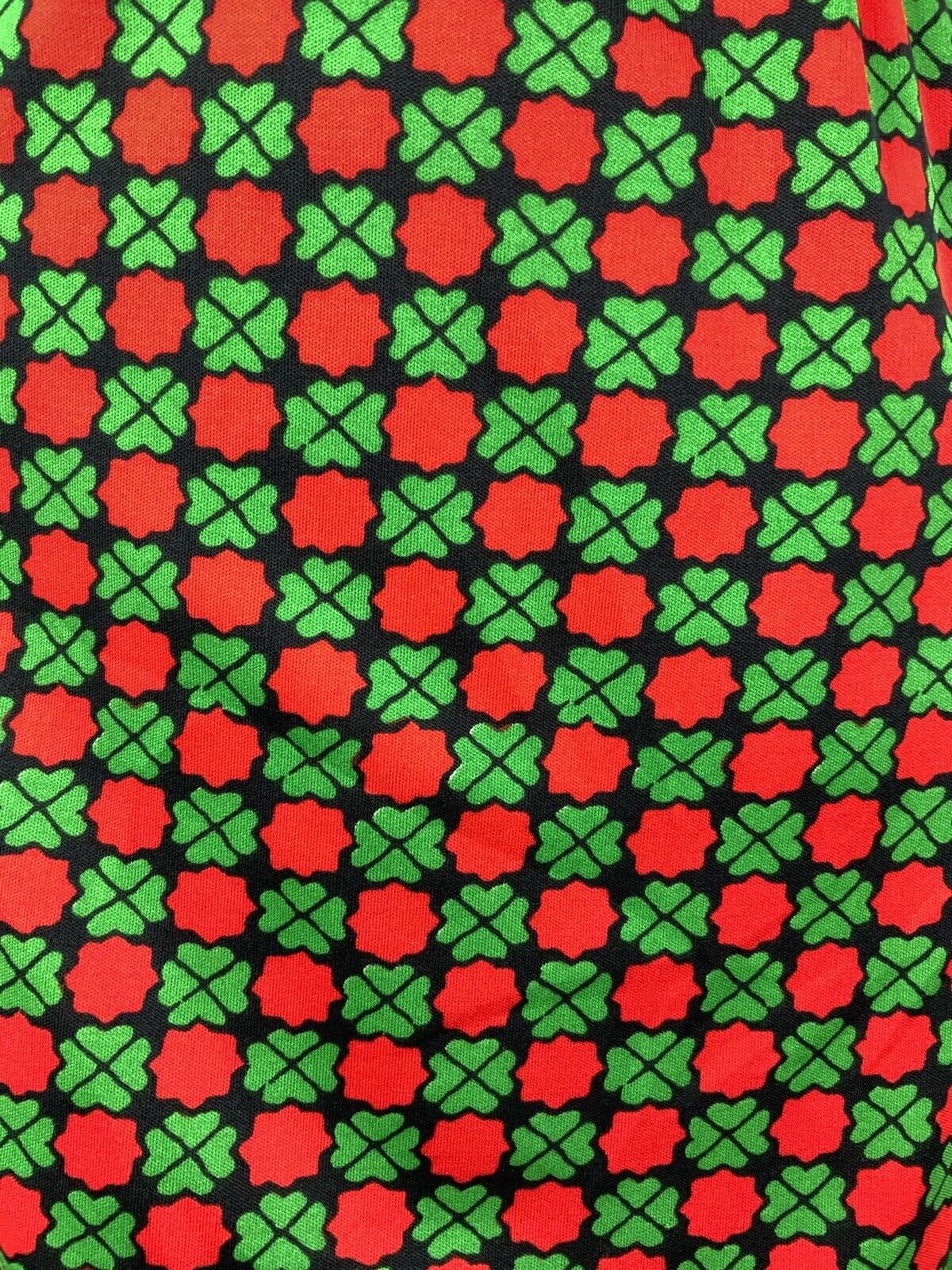 VINTAGE 60s 70s BLACK RED GREEN FLORAL CHECKERBOARD MOD DRESS 10