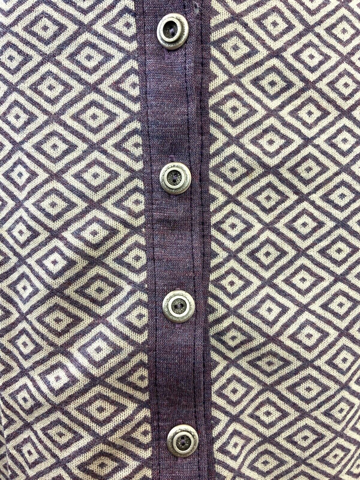 VINTAGE 60s 70s PURPLE CREAM GEOMETRIC IKAT BIRDS EYE MOD A-LINE SKIRT 8 10