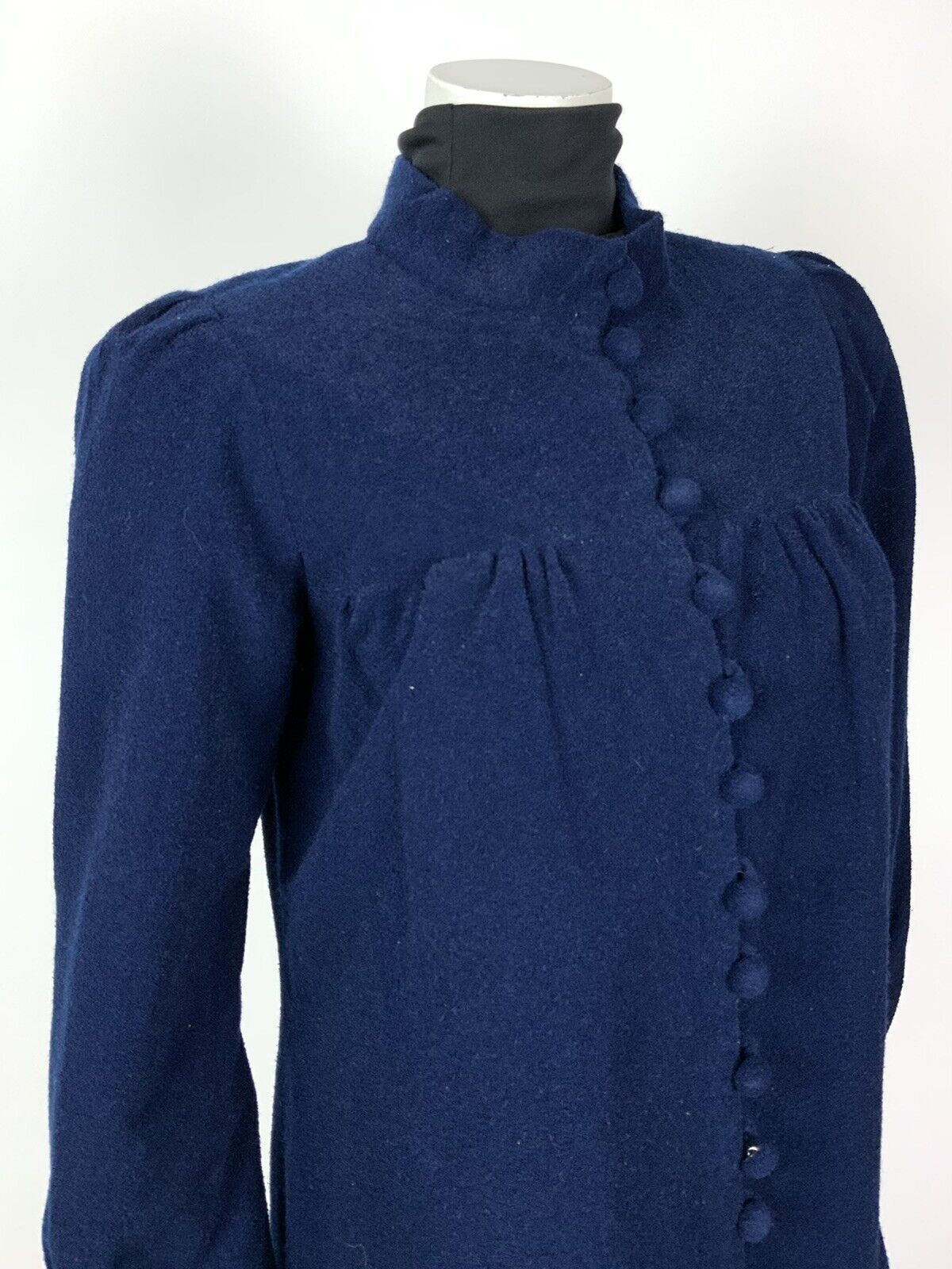 VINTAGE 60s NAVY BLUE MOD SWING WOOL SHORT TENT COAT 10 12