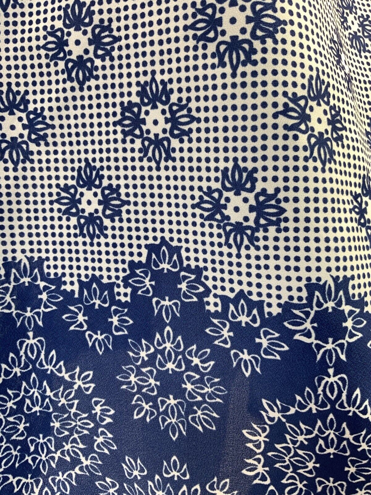 VINTAGE 60s 70s WHITE BLUE FLORAL POLKA-DOT PUFF SLEEVE FOLK PRAIRIE DRESS 10