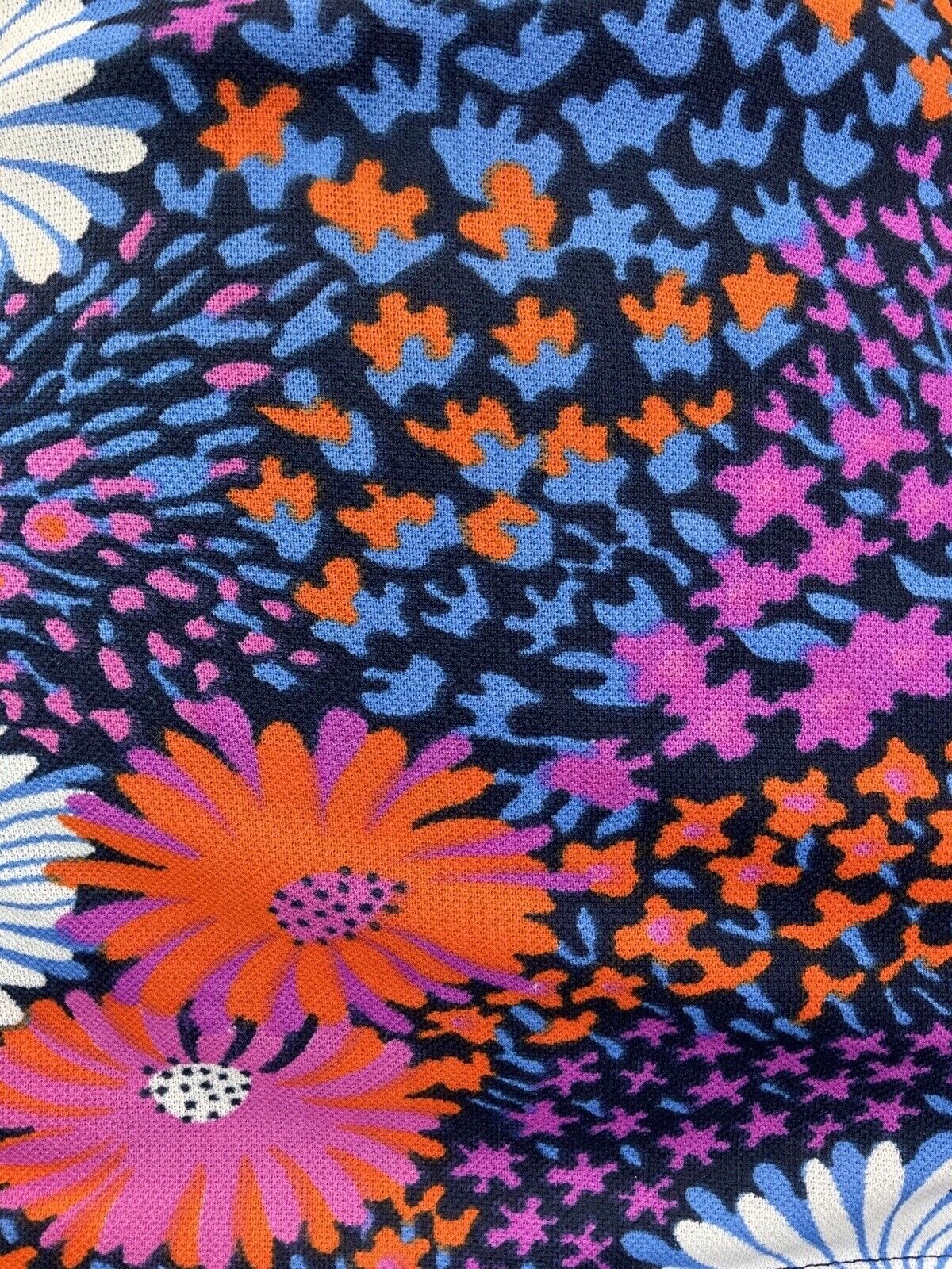 VINTAGE 60s 70s BLUE PINK ORANGE FLORAL DAISY PSYCHEDELIC SWIMSUIT 10 12