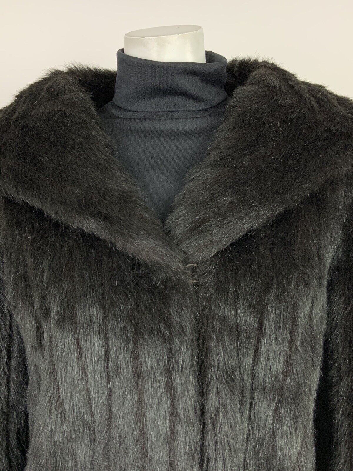 VINTAGE 60s 70s BLACK STRIPED FAUX FUR STUDIO 54 GLAM OVERSIZED COAT 12 14 16