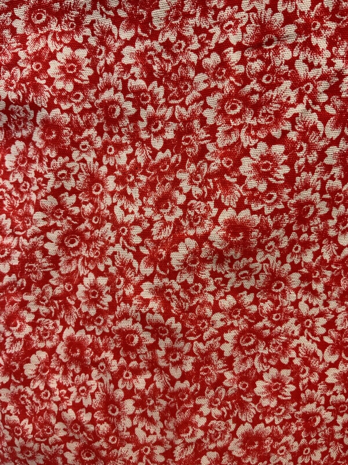 VTG 60s 70s RED WHITE FLORAL DITSY MOD BOHO PINAFORE SLEEVELESS SHIFT DRESS 8