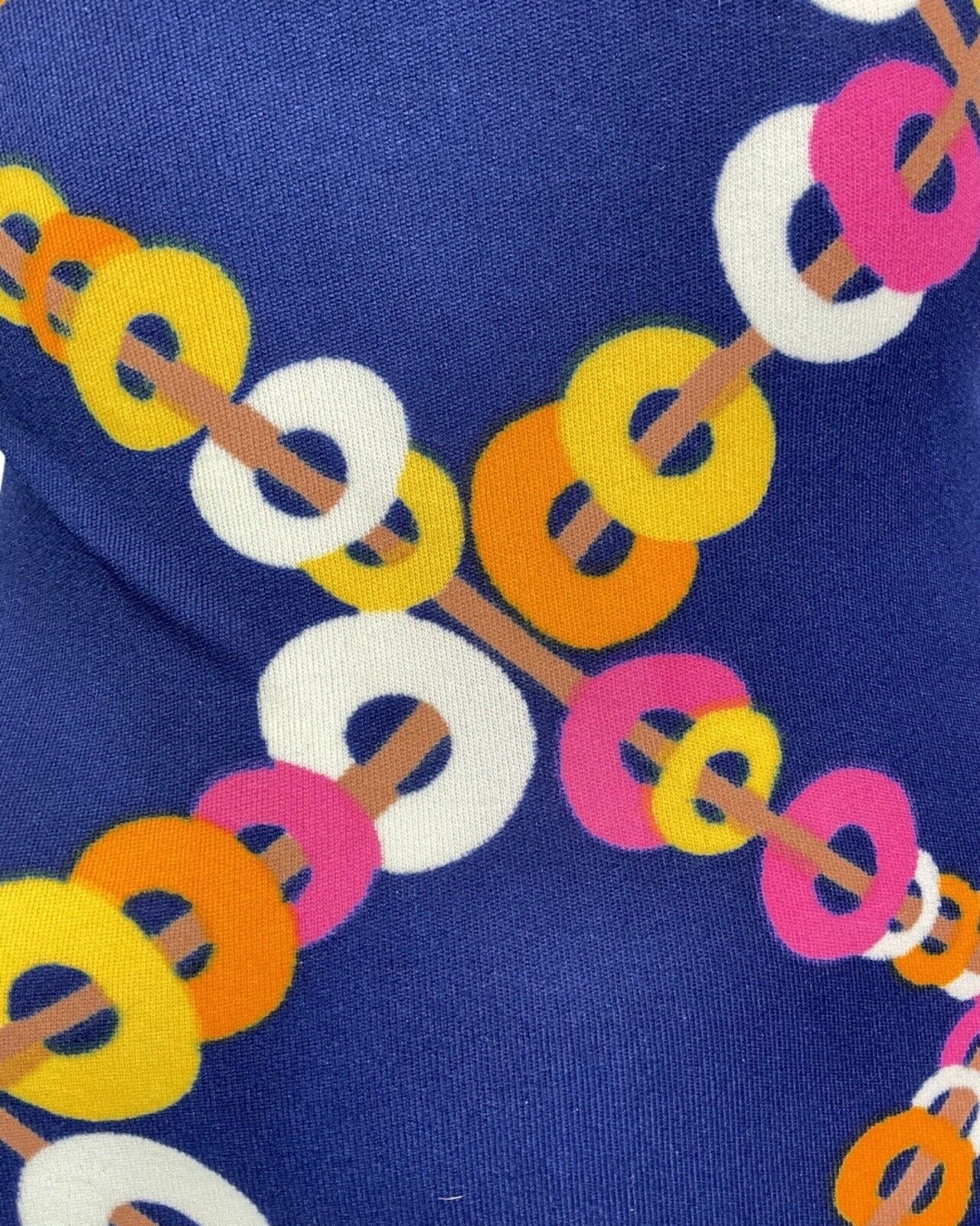 VINTAGE 60s 70s BLUE ORANGE PINK CHAIN-LINK GEOMETRIC MOD SWIMSUIT BODYSUIT 8