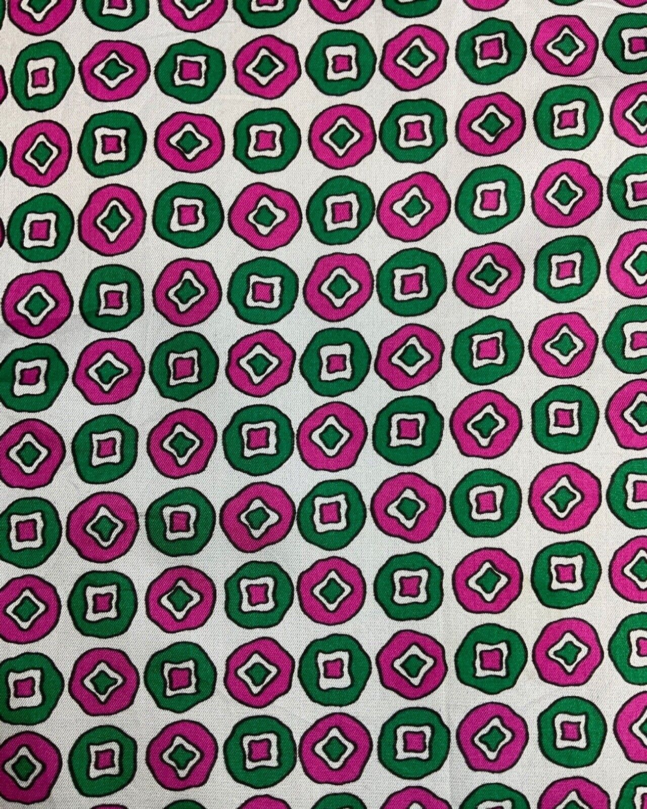 * VINTAGE 60s 70s PINK WHITE GREEN SPOTTED DOTTY MOD SQUARE SCARF