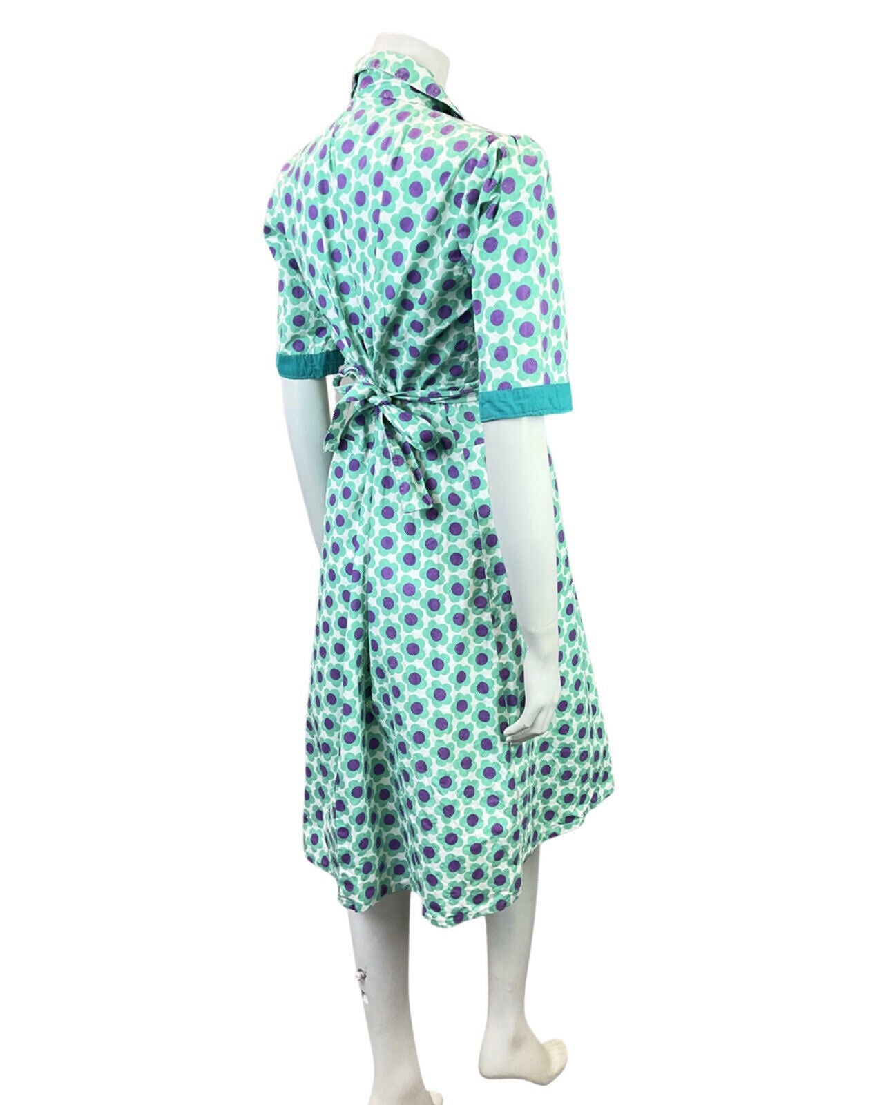 VINTAGE 60s 70s MINT PURPLE DAISY FLOWER MOD PETER PAN COLLAR SHIRT DRESS 14