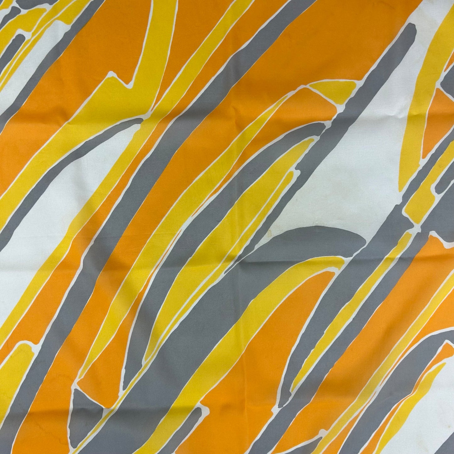 VINTAGE 60s 70s YELLOW, GREY, WHITE, ABSTRACT, GEOMETRIC, MOD, RETRO, SCARF