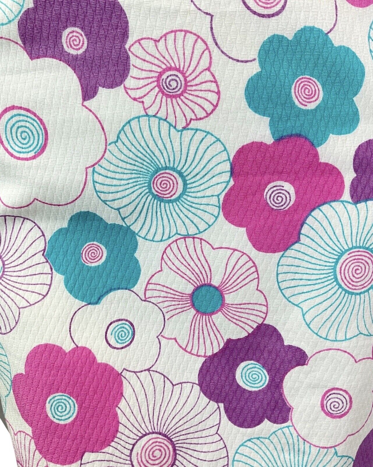 VINTAGE 60s 70s WHITE PINK BLUE DAISY FLOWER MOD SLEEVELESS SHIFT DRESS 12 14