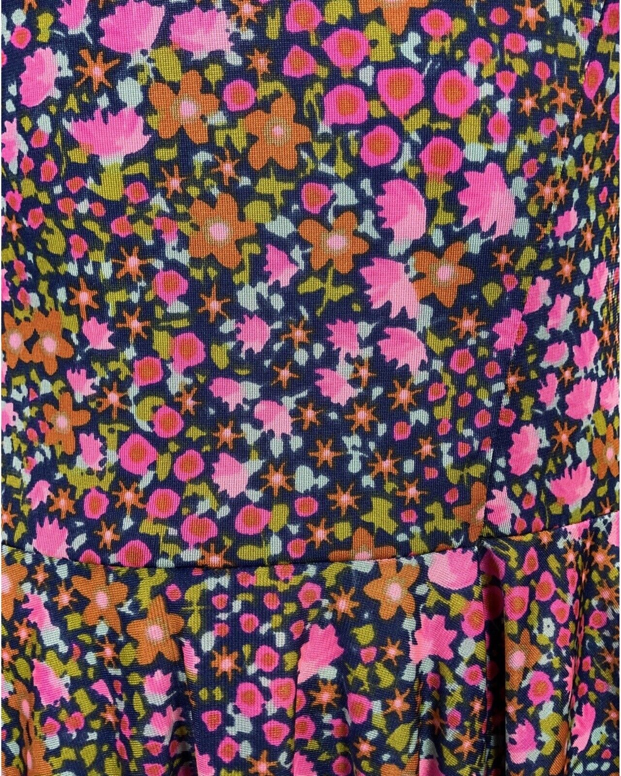 VINTAGE 60s 70s BLUE PINK GREEN DITSY FLOWER HALTER SUMMER SWING DRESS 8 10