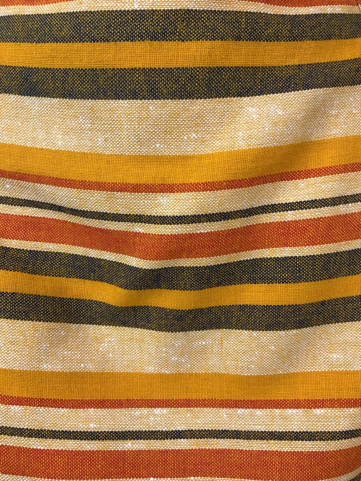 VINTAGE 60s 70s YELLOW ORANGE RED BLACK STRIPED MOD STRAPPY PINNY DRESS 10