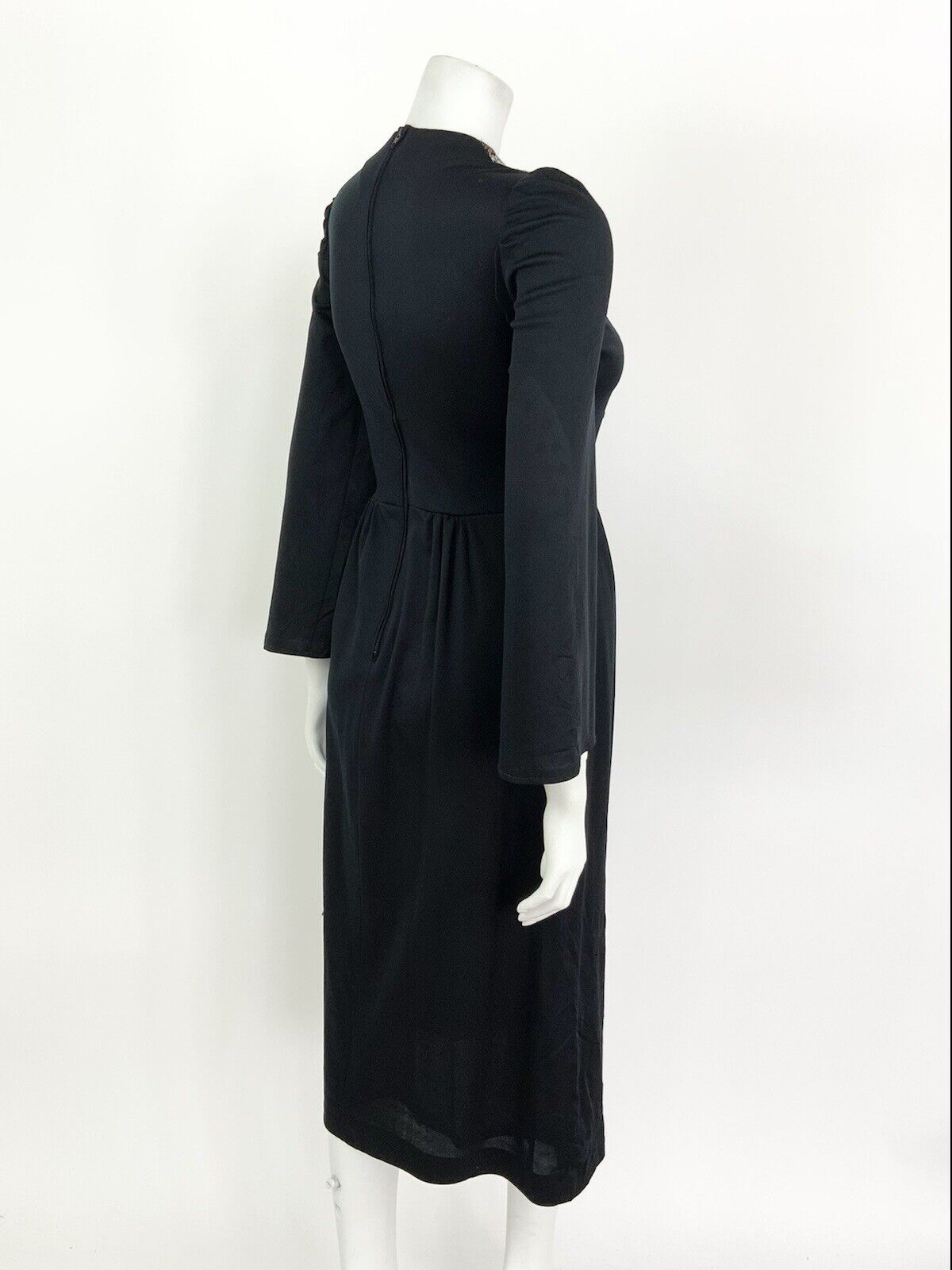 VINTAGE 60s 70s BLACK PINK GREEN FLORAL DITSY PAISLEY BOHO FOLK PRAIRIE DRESS 8