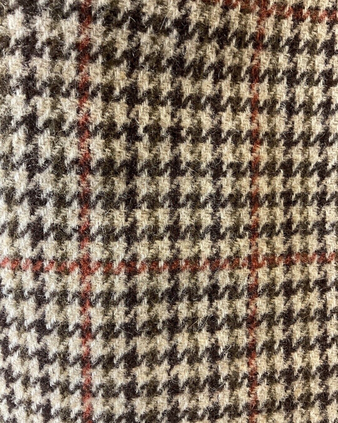 VINTAGE 60s 70s BROWN GREEN CREAM TWEED HOUNDSTOOTH SHORT WOOL COAT 14