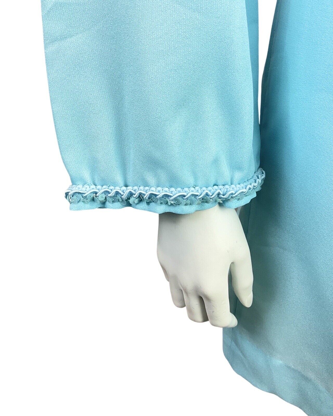 VINTAGE 60s 70s BABY BLUE SEQUIN MOD STUDIO 54 SHIFT DRESS 14