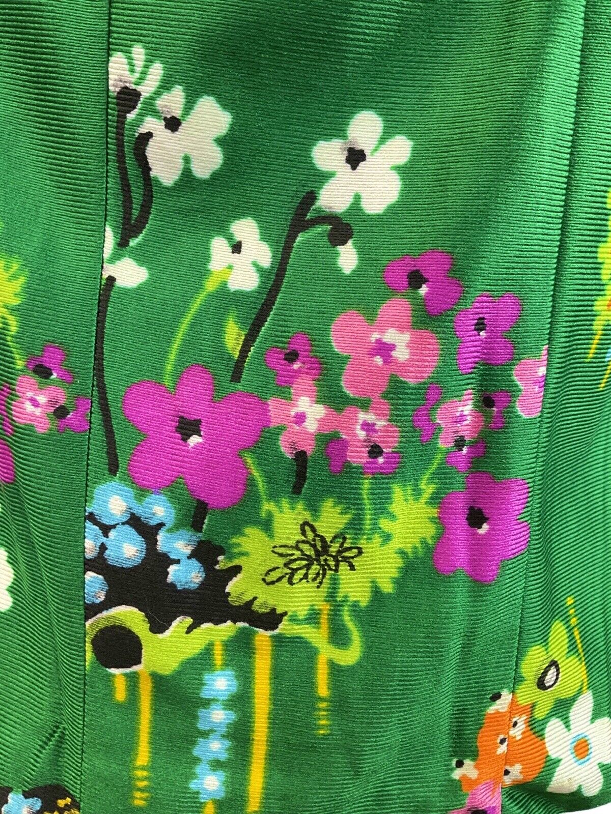 VINTAGE 60s 70s GREEN PURPLE BLACK FLORAL DAISY MOD DRESS 8 10