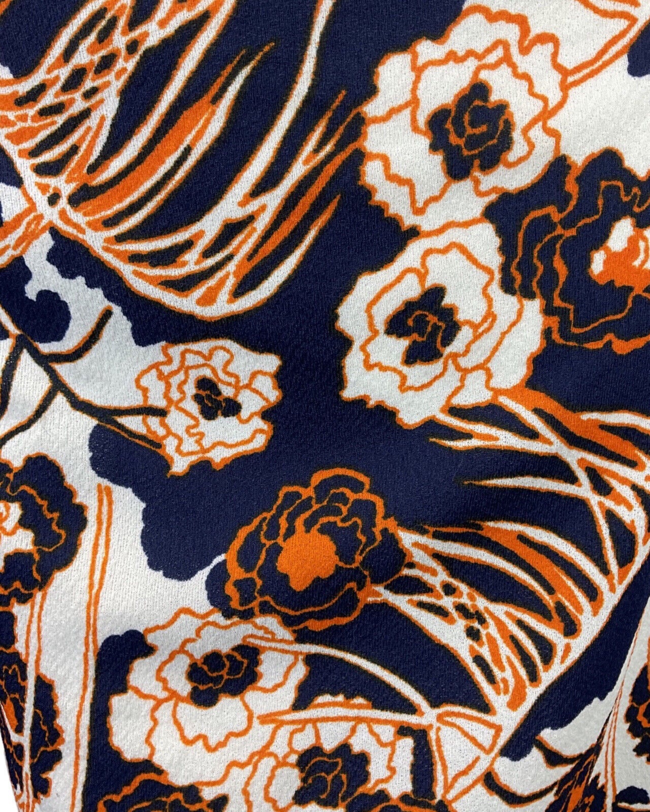 VINTAGE 60s 70s BLUE WHITE ORANGE PSYCHEDELIC FLORAL MOD SLEEVELESS DRESS 10