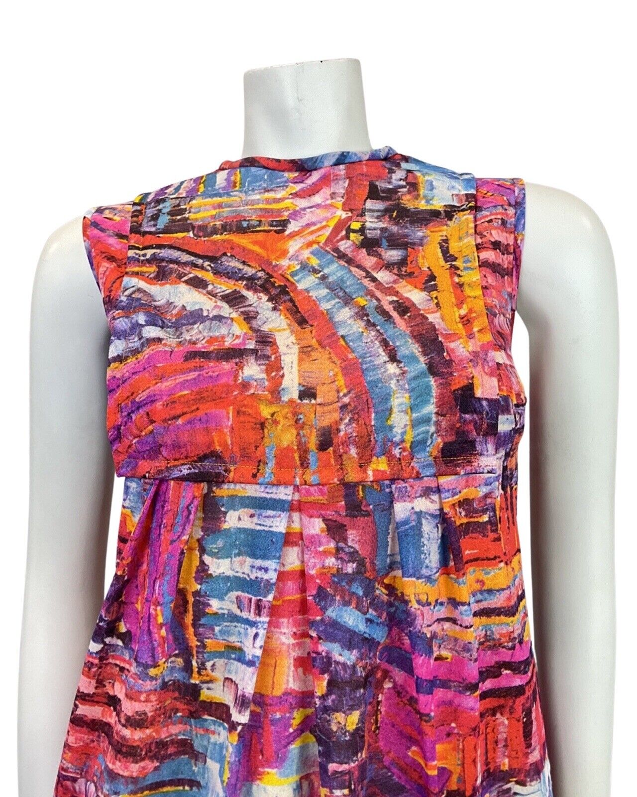 VTG 60s 70s PINK PURPLE BLUE YELLOW PSYCHEDELIC MOD EMPIRE TENT DRESS 12 14