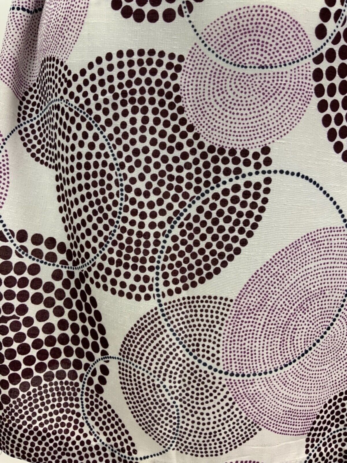VINTAGE 60s 70s WHITE PURPLE BROWN DOTTY GEOMETRIC CIRCLE BELTED SHIRT DRESS 12