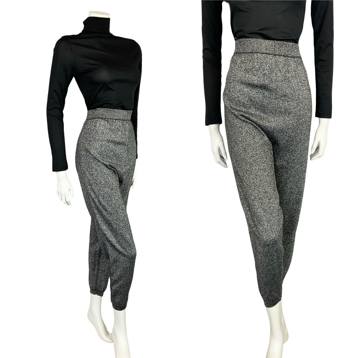 VTG 70S YESSICA DISCO SILVER SPARKLY STUDIO 54 3/4 STRETCHY PANTS TROUSERS 16