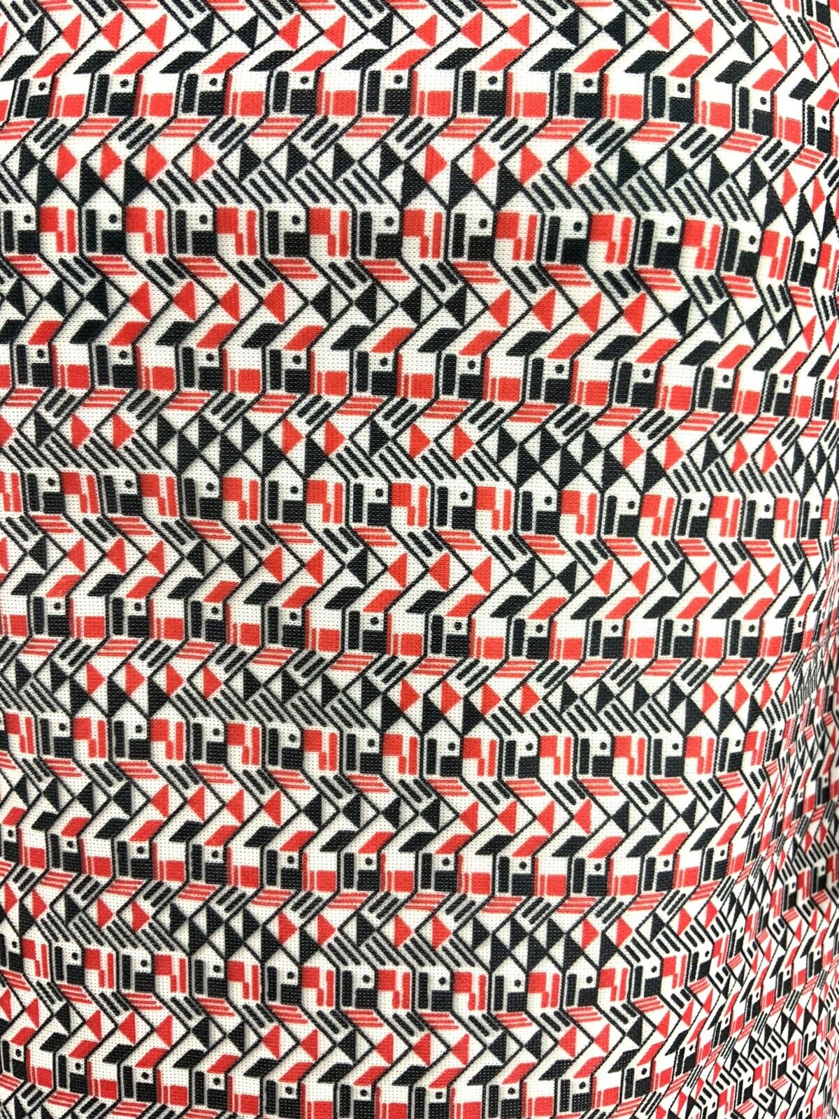 VINTAGE 60s 70s WHITE BLACK RED GEOMETRIC STRIPED OP-ART SHIRT MOD DRESS 12 14