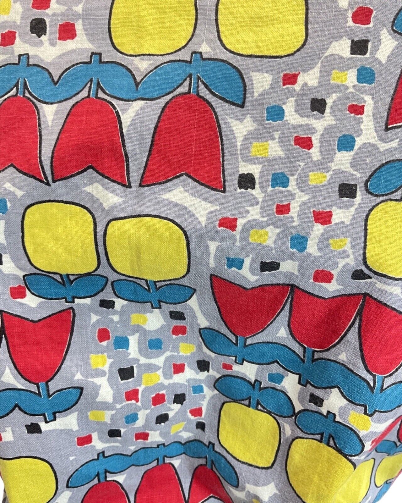 VINTAGE 60s 70s WHITE GREY RED YELLOW TULIP FLORAL MOD WRAP CROPPED TOP 8