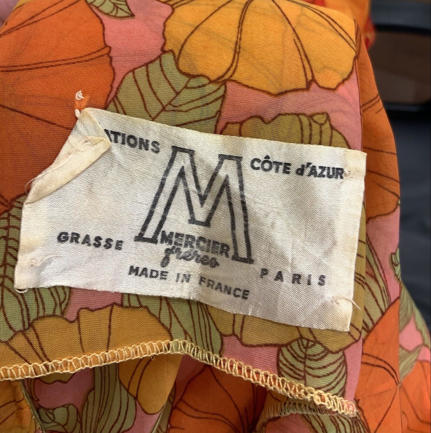 VINTAGE 60s 70s ORANGE PINK YELLOW GREEN FLORAL RUFFLE SHEER MOD DRESS 10 12