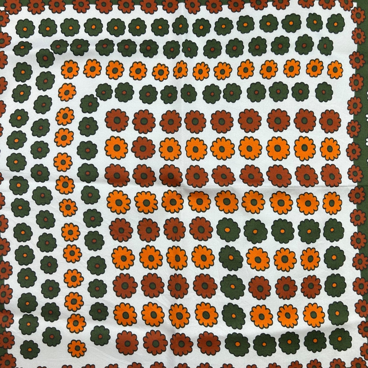 VINTAGE 60s 70s ORANGE BROWN GREEN FLOWER POWER HIPPY PSYCHEDELIC SCARF