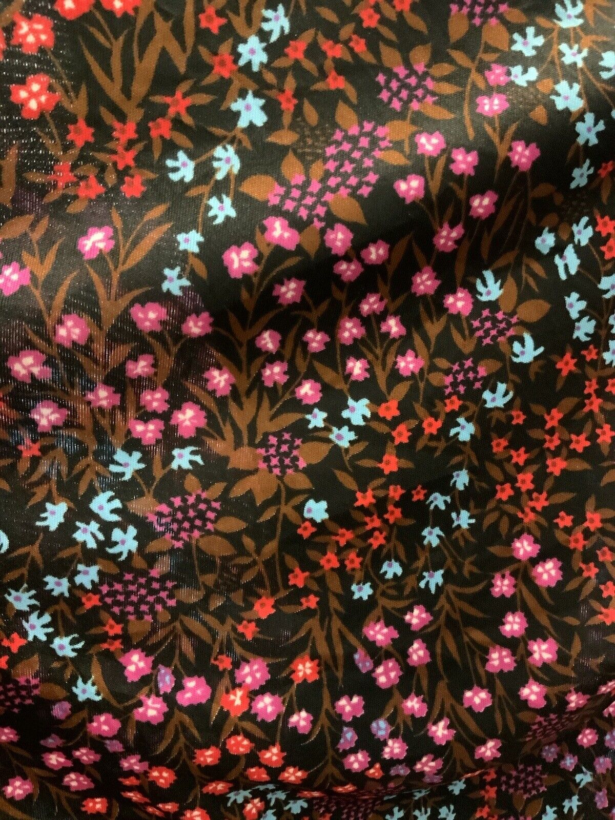 VINTAGE 60s 70s BLACK RED BLUE BROWN FLORAL DITSY DAGGER SHIRT BLOUSE 8 10