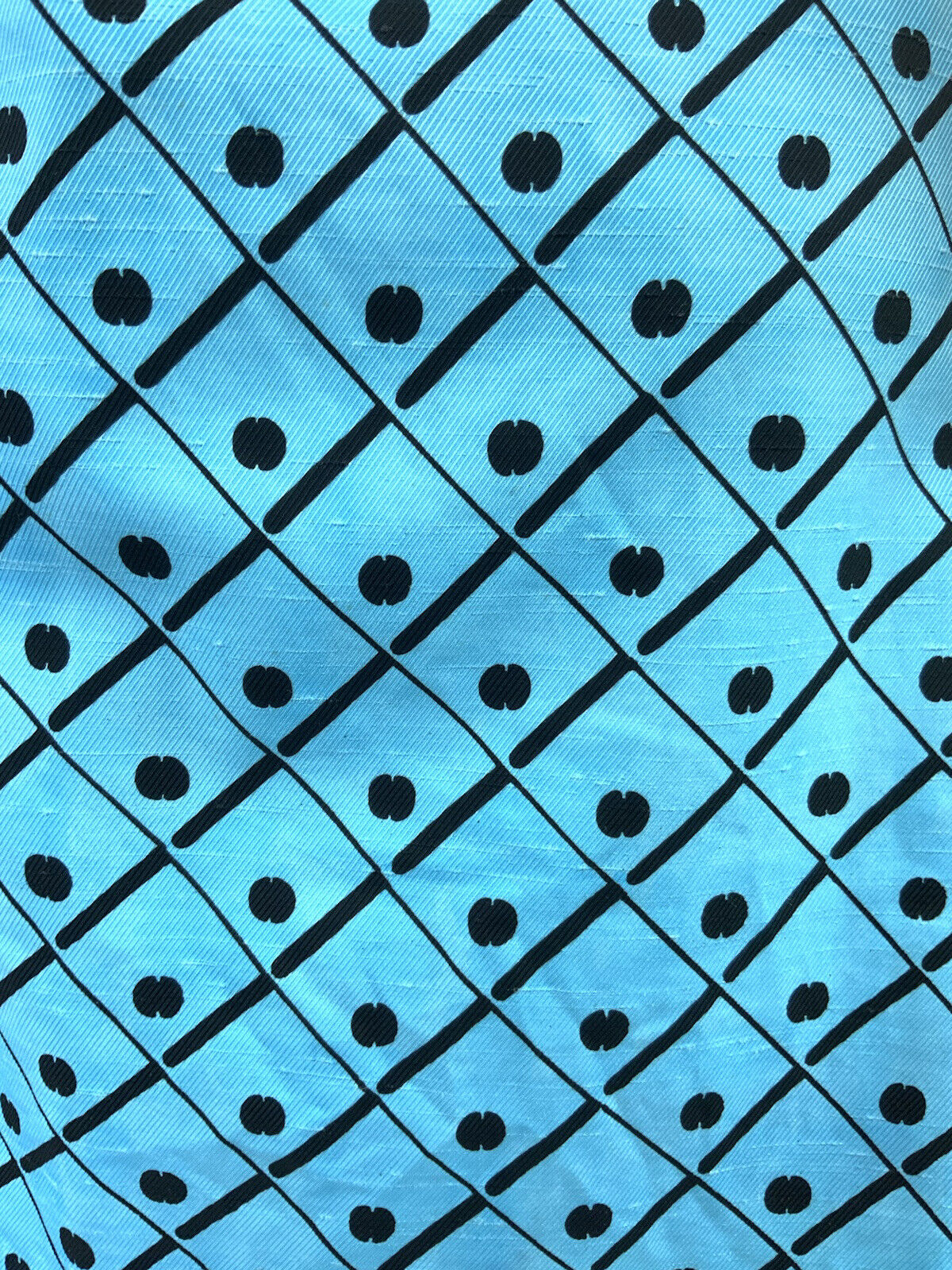 VINTAGE 60s 70s BRIGHT BLUE BLACK GRID CHECKED DOTTY BELL SLEEVE MOD DRESS 8 10