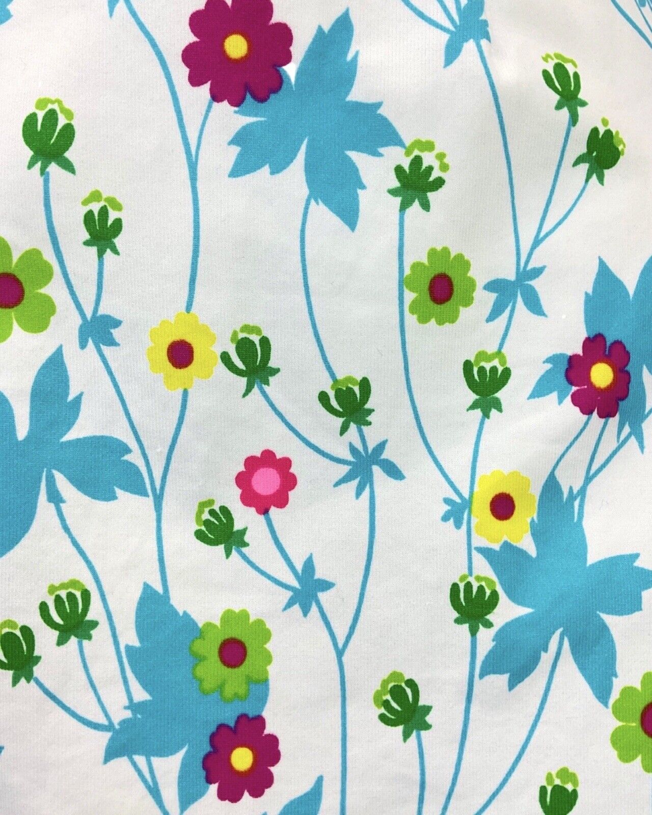 VINTAGE 60s 70s WHITE BLUE GREEN YELLOW FLORAL DAISY MOD SLEEVELESS SUNDRESS 10