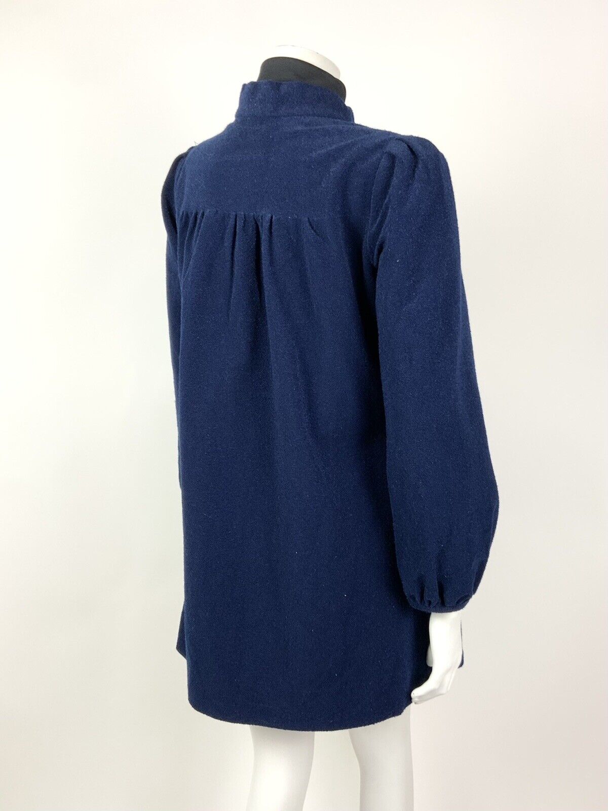 VINTAGE 60s NAVY BLUE MOD SWING WOOL SHORT TENT COAT 10 12