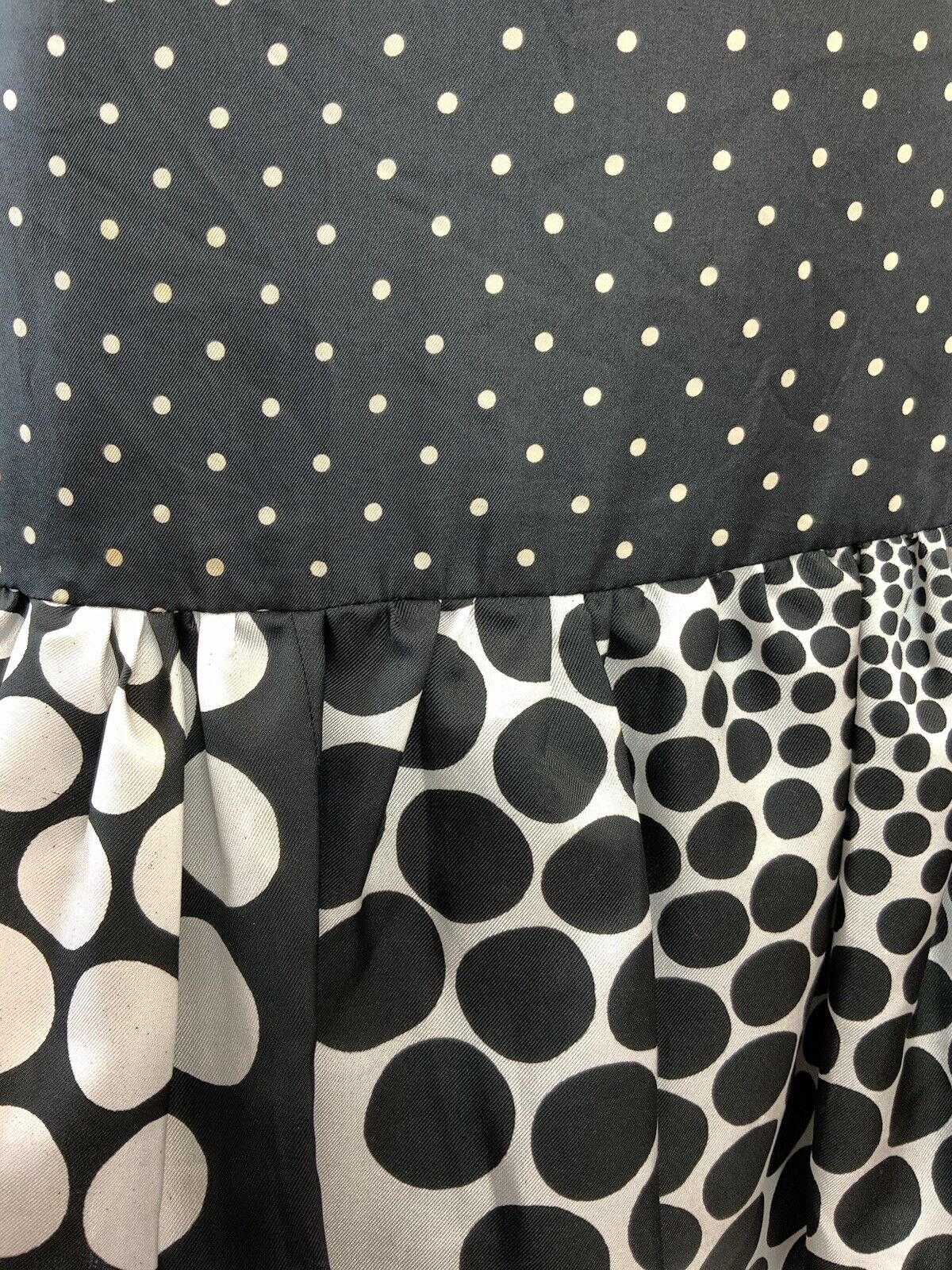 VINTAGE 60s 70s BLACK WHITE POLKA-DOT HALFTONE MOD SLEEVELESS SHIFT DRESS 8 10