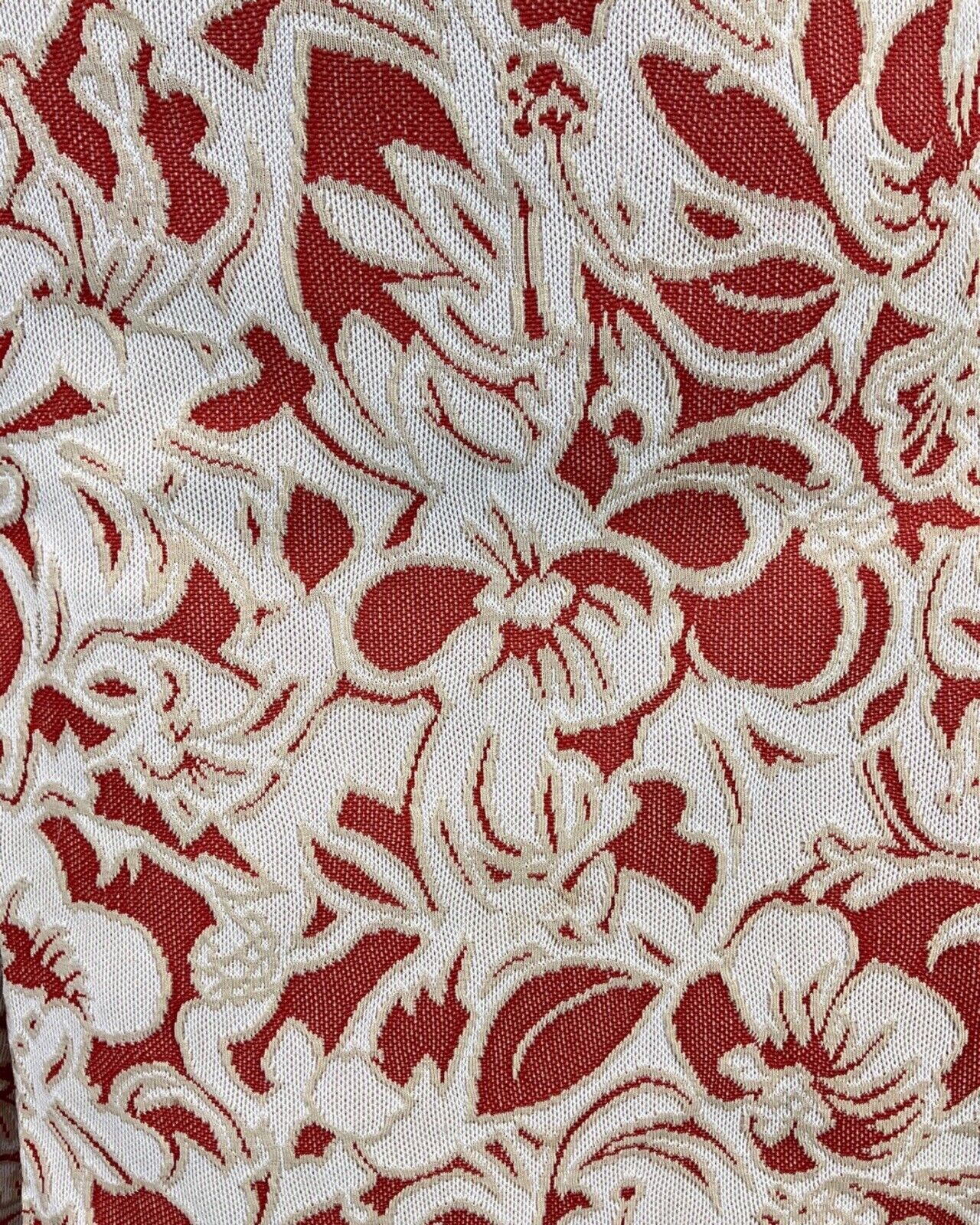 VINTAGE 60s 70s CREAM WHITE RED FLORAL PSYCHEDELIC MOD DAGGER COLLAR DRESS 14