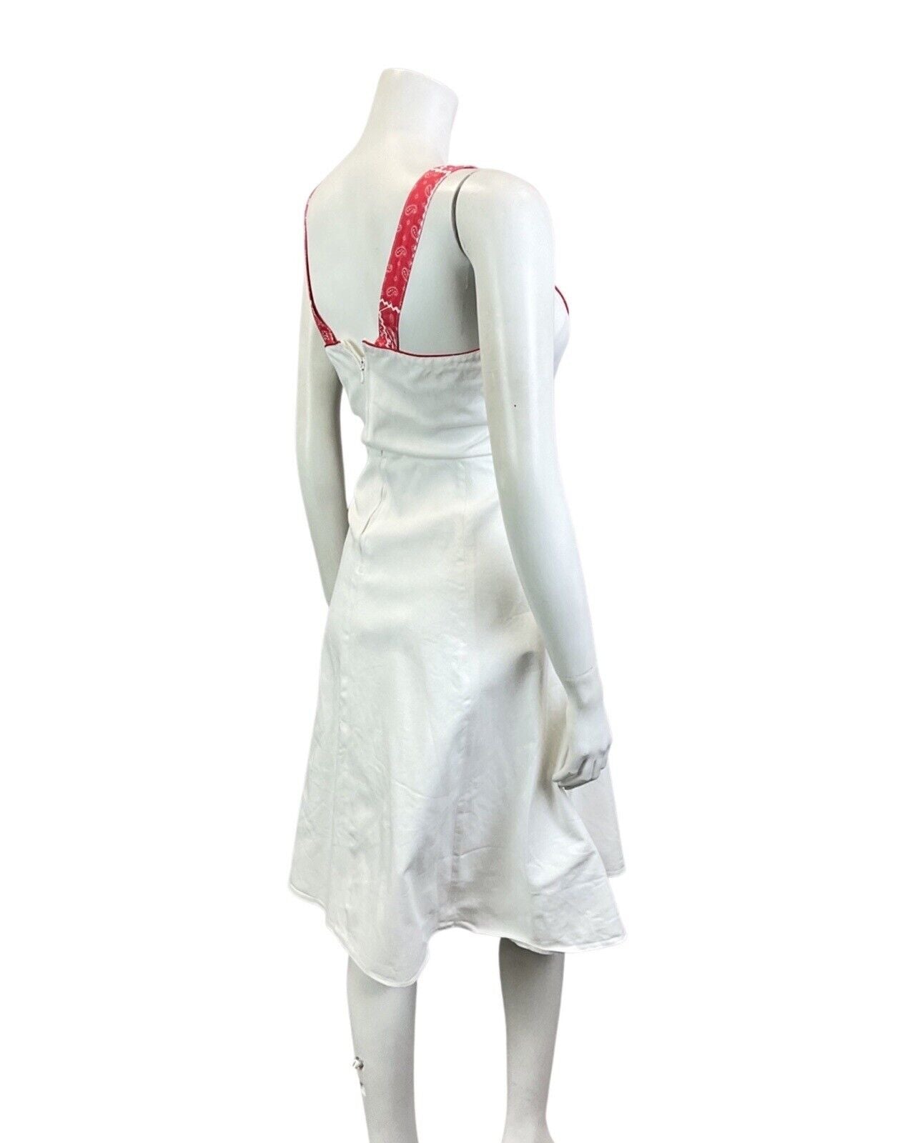 VINTAGE 70s WHITE RED BLUE FLORAL FOLK PRAIRIE PATCHWORK SUMMER SUN-DRESS 4 6
