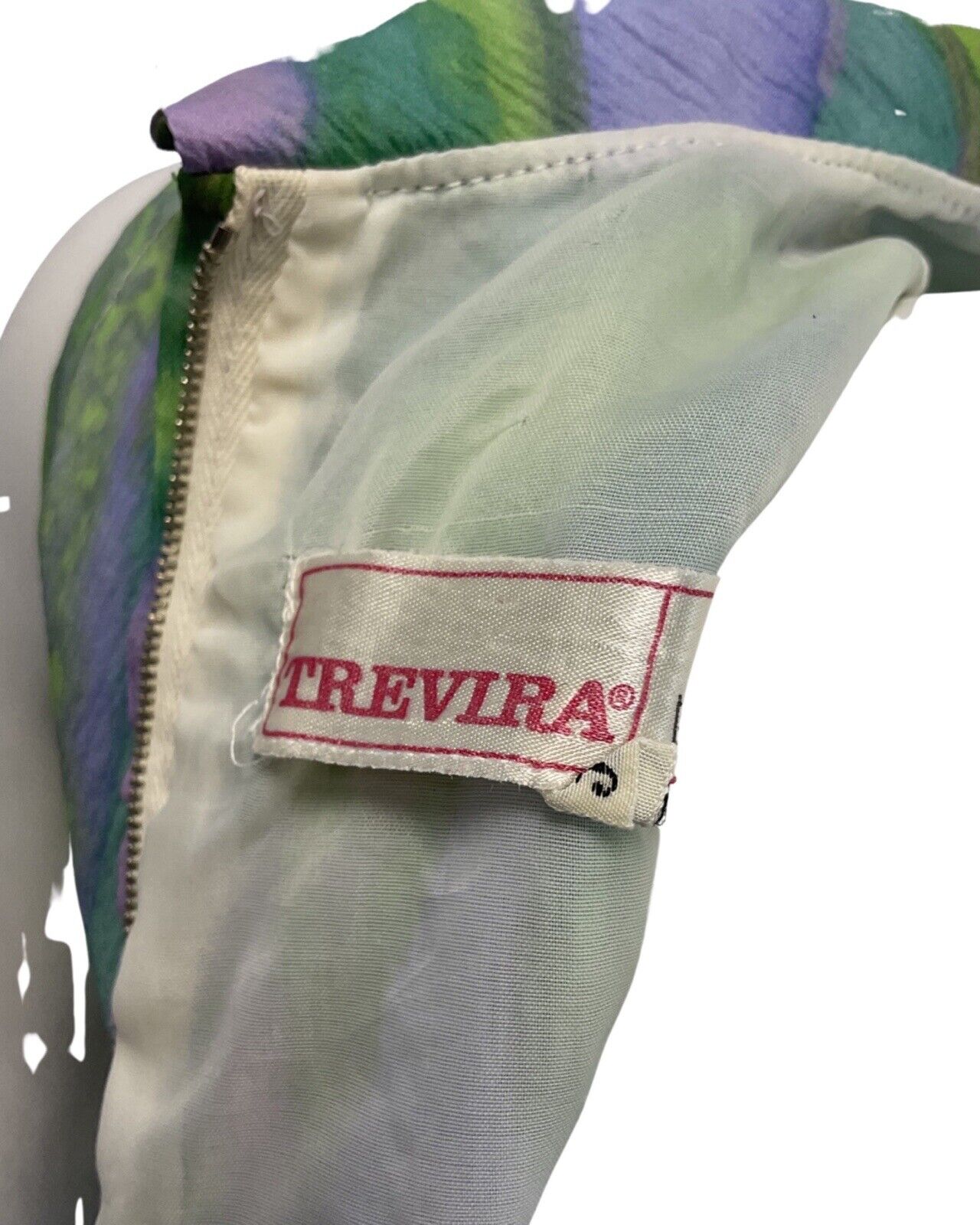 VINTAGE 60s 70s GREEN PURPLE BLUE PSYCHEDELIC SWIRL MOD SLEEVELESS DRESS 12 14