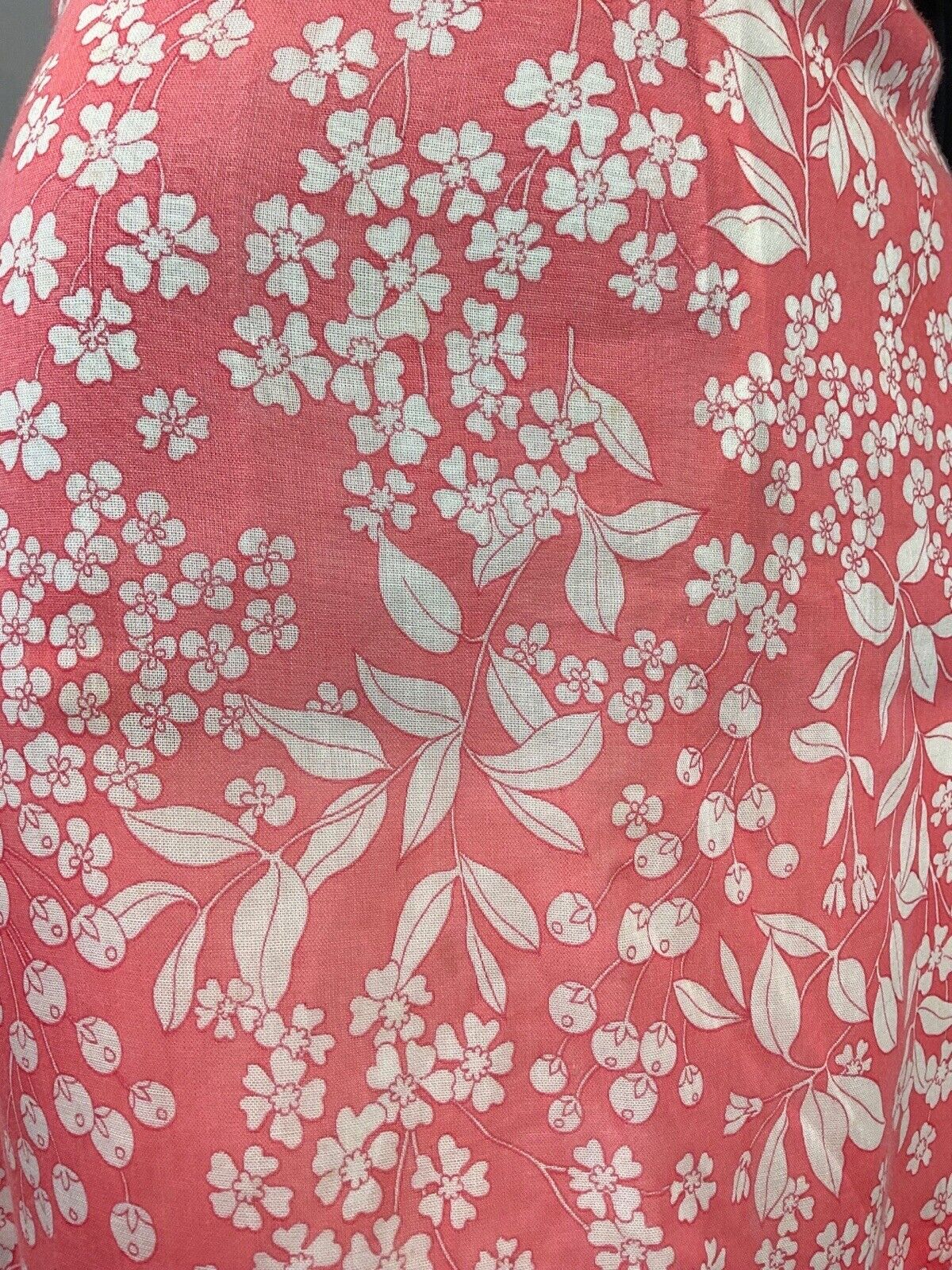 VINTAGE 60s 70s PEACH PINK WHITE FLORAL BERRY RUFFLE SHORT SKIRT 4
