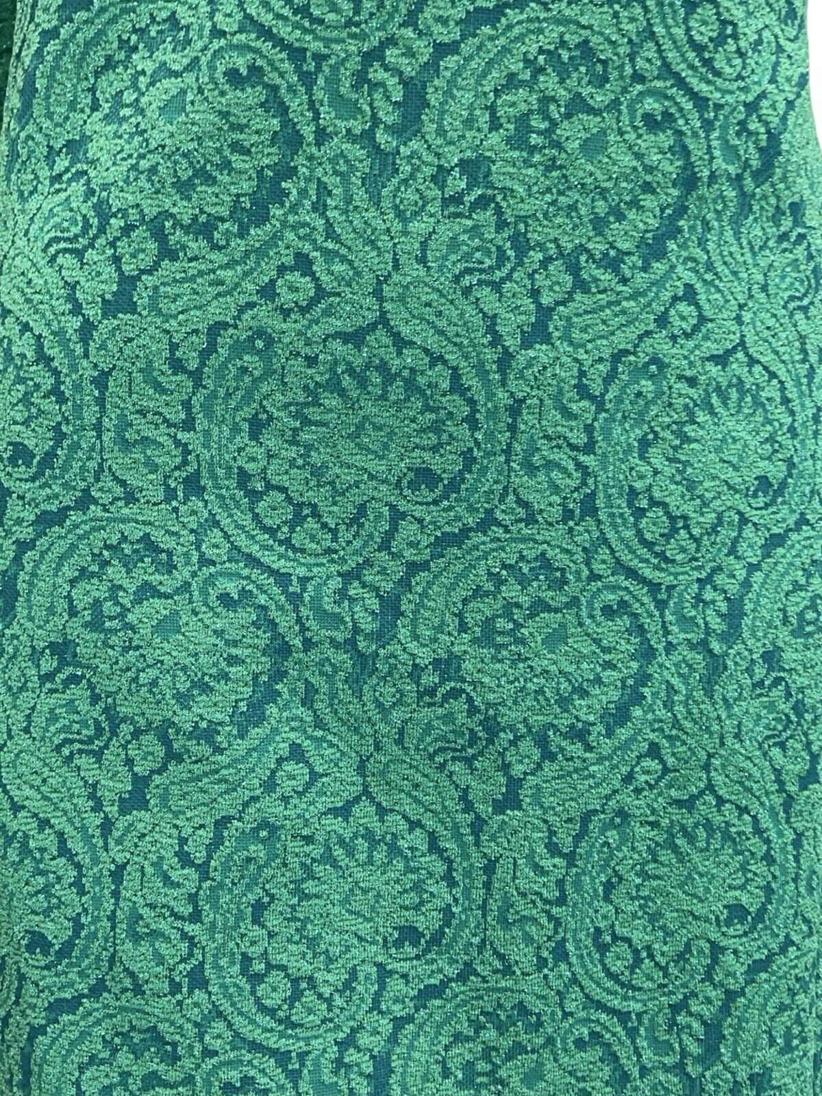 VTG 60S TEAL BLUE GREEN SPARKLY PAISLEY ROUNDED COLLAR PARTY MIDI DRESS 16