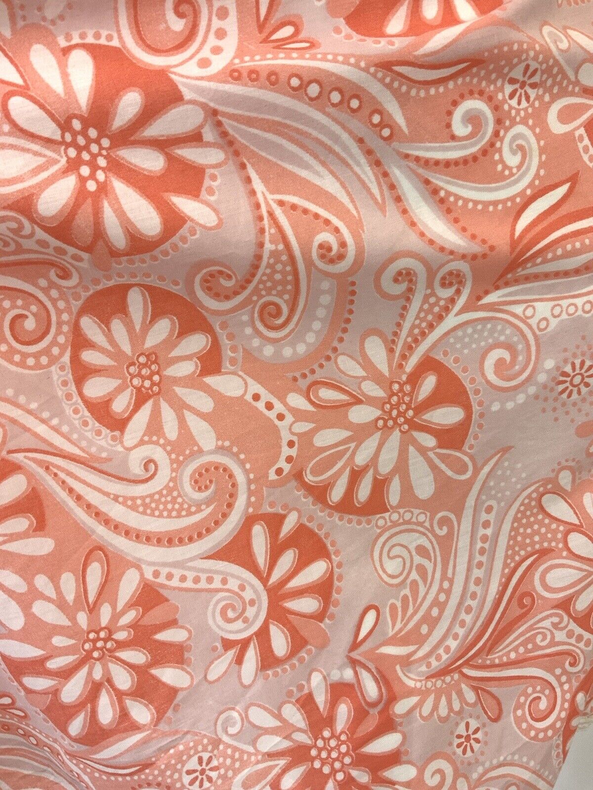 VTG 60s 70s PINK ORANGE WHITE PSYCHEDELIC FLORAL PAISLEY LACE MOD DRESS 10 12