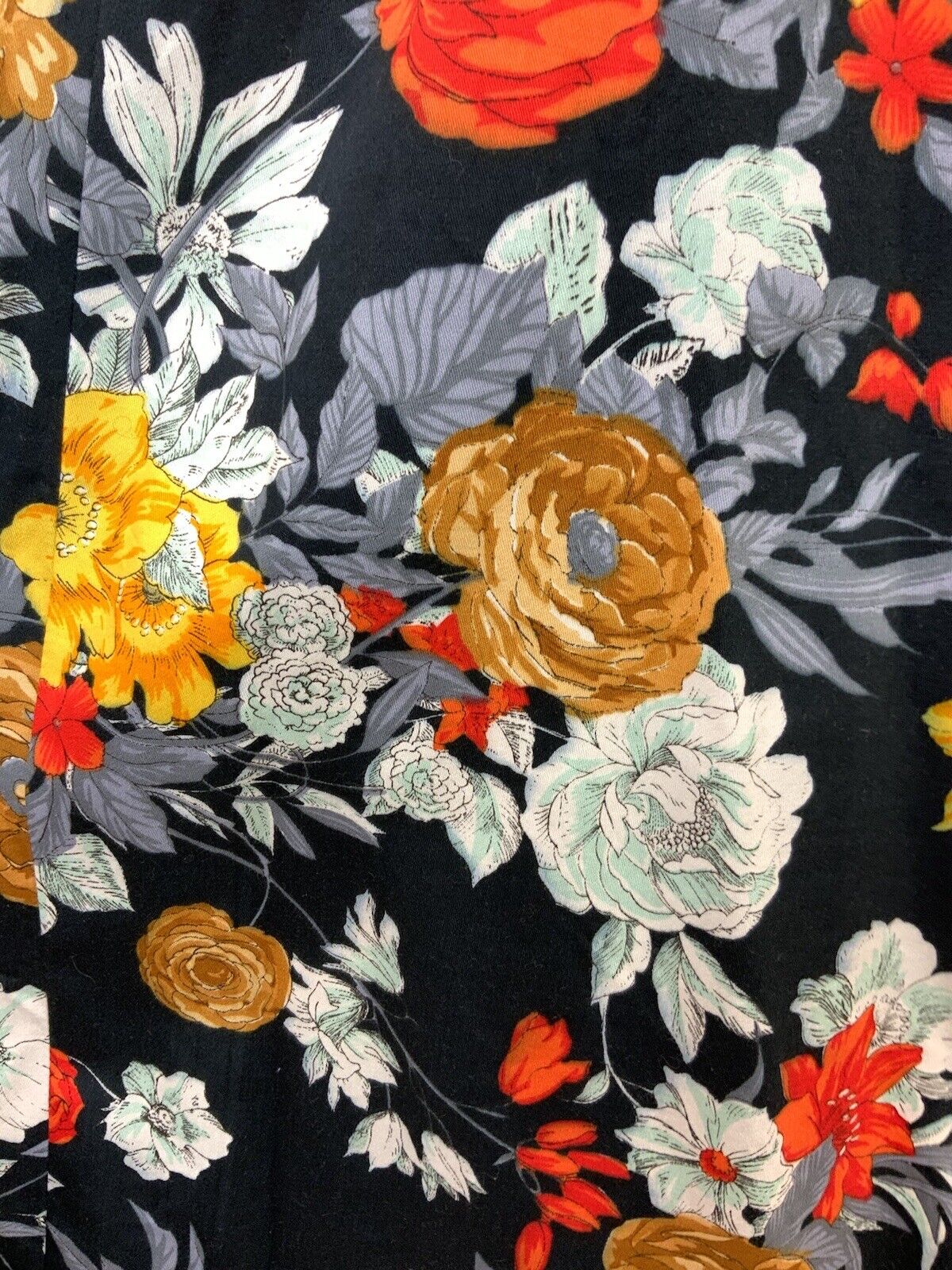 VTG 60s 70s BLACK GREY RED YELLOW FLORAL STRAPPY SUMMER SUN-DRESS 8 10