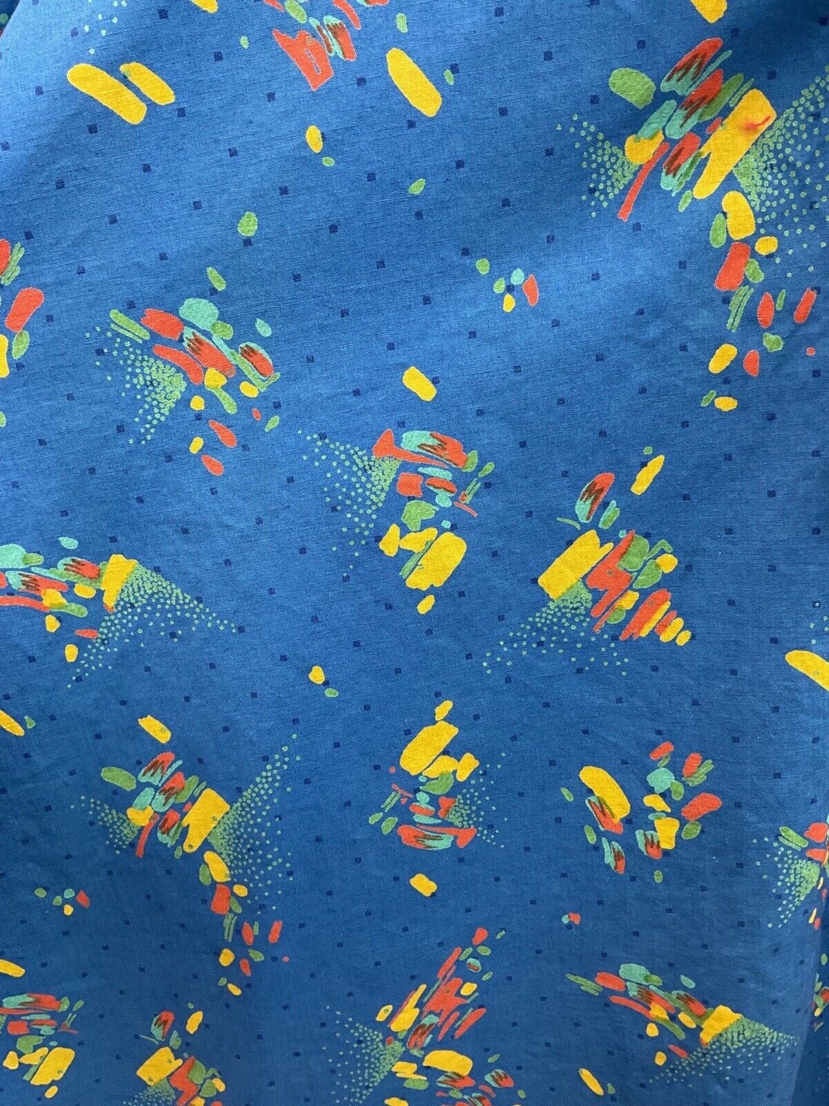 VTG 80s does 50s BLUE ORANGE GREEN ABSTRACT PAINT-STROKE SHIRT TEA-DRESS 10 12